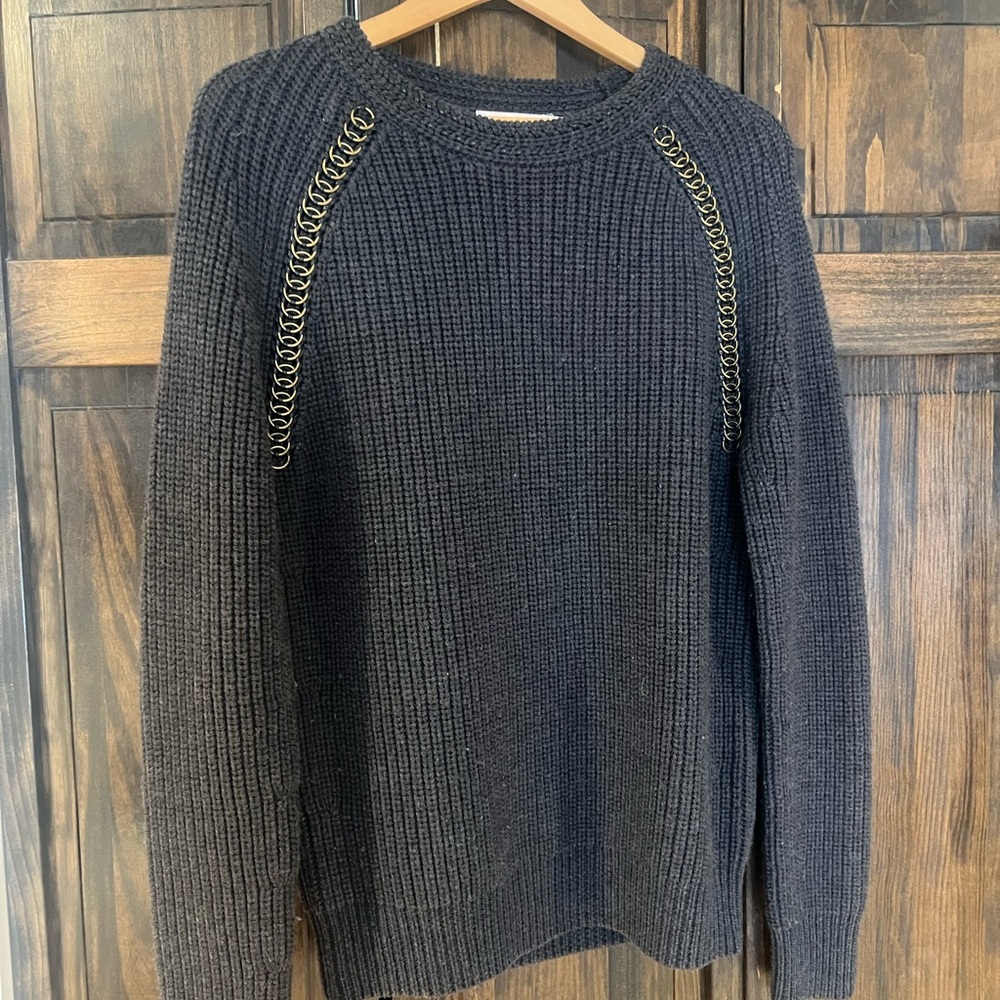 Tory Burch Women's gray/Black Sweater with Chain Detail